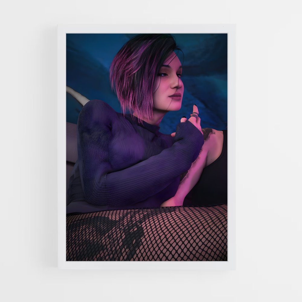 Poster Judy en Violet – affiche Cyberpunk (vue 3)
